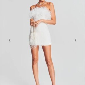 Retrofete White Feather Mini Dress